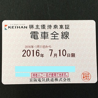 京阪電車 株主優待券 定期型 買い取り | 金 プラチナ ブランド品の高価 ...